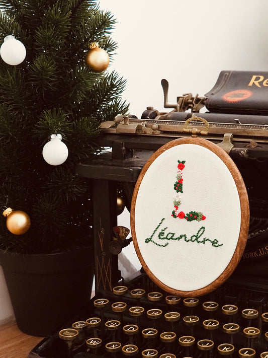 Tambourin lettre et prénom - Édition Noël