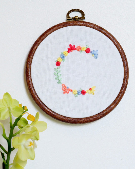 Tambourin lettre fleurie